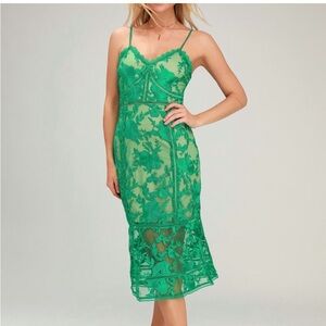 NWT‎ Lulus Deeply Cherished Green Lace Midi Dress A15